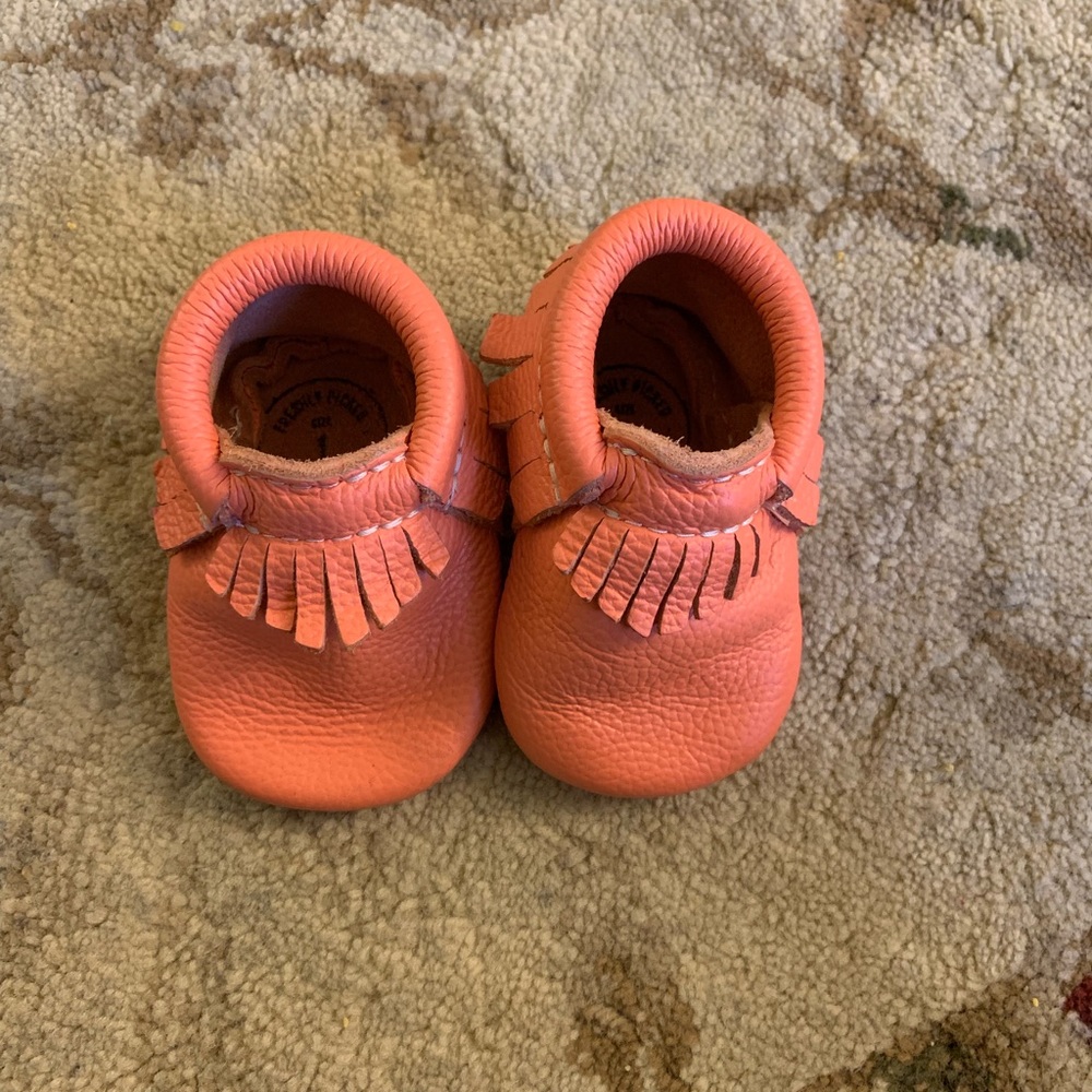 Neon Coral orange FP Moccasins
